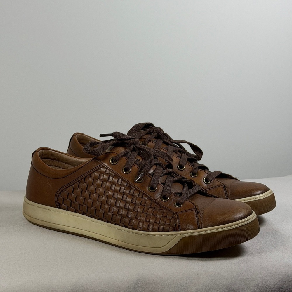 Johnston & Murphy J&M 1850 Mens Brown Woven Leather Sneakers Size 9 M